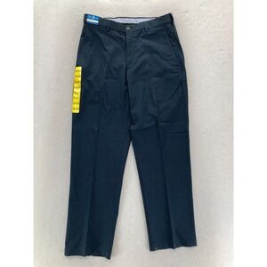 Haggar Premium No Iron Twill Pant Mens 32x29 Classic Fit Blue Stretch Flat Front